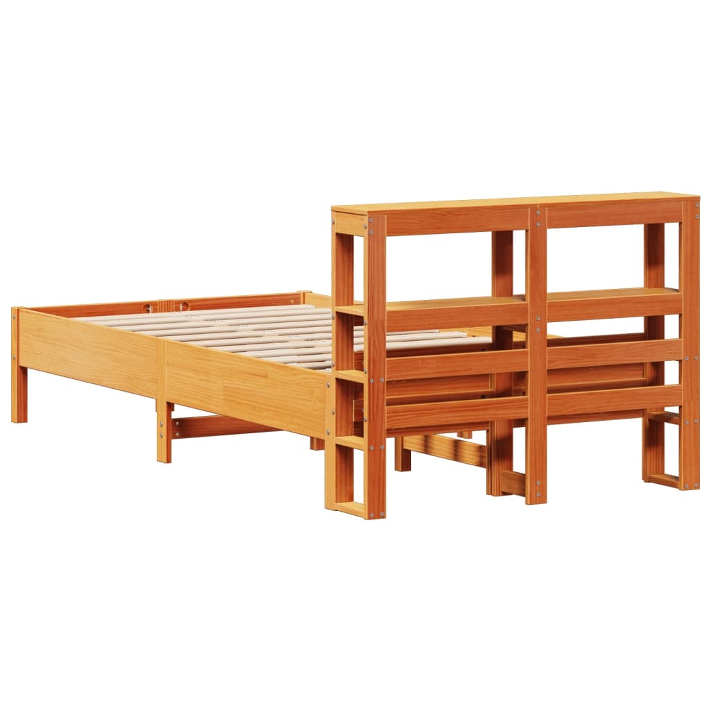 Bed Frame without Mattress Wax Brown 100x200 cm Solid Wood Pine