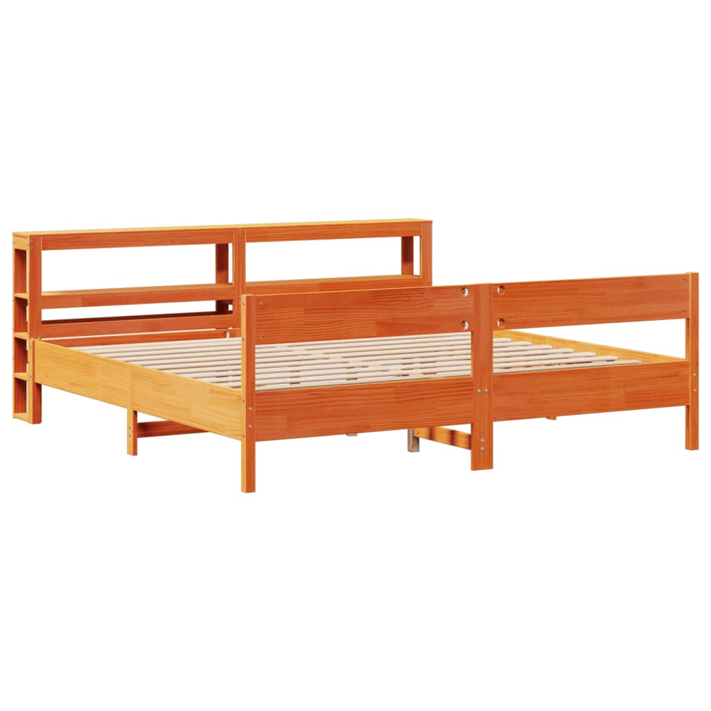 Bed Frame without Mattress Wax Brown 200x200 cm Solid Wood Pine