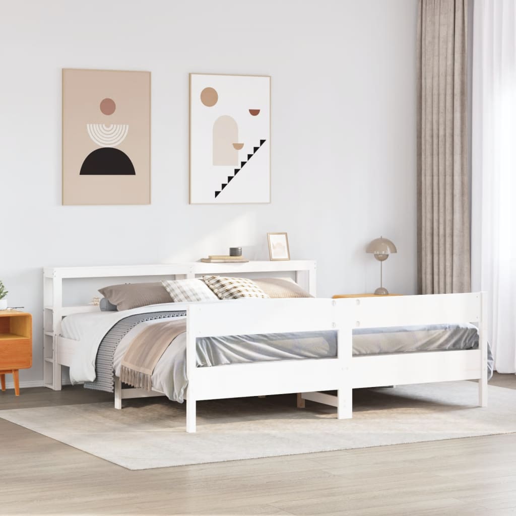 Bed Frame without Mattress White 180x200 cm Super King Solid Wood Pine