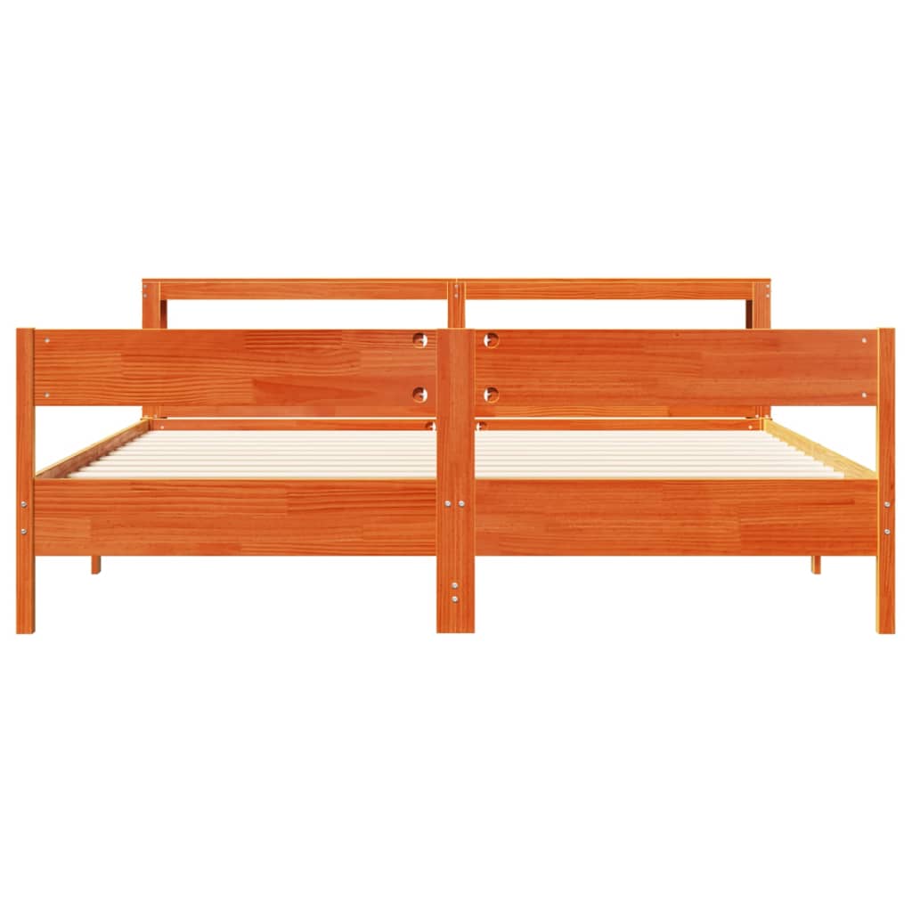 Bed Frame without Mattress Wax Brown 180x200 cm Super King Solid Wood Pine