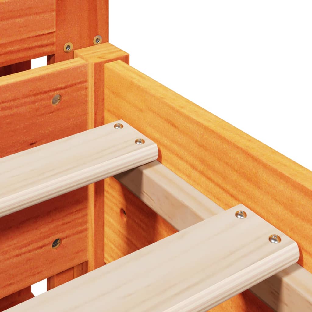 Bed Frame without Mattress Wax Brown 150x200 cm King Size Solid Wood Pine