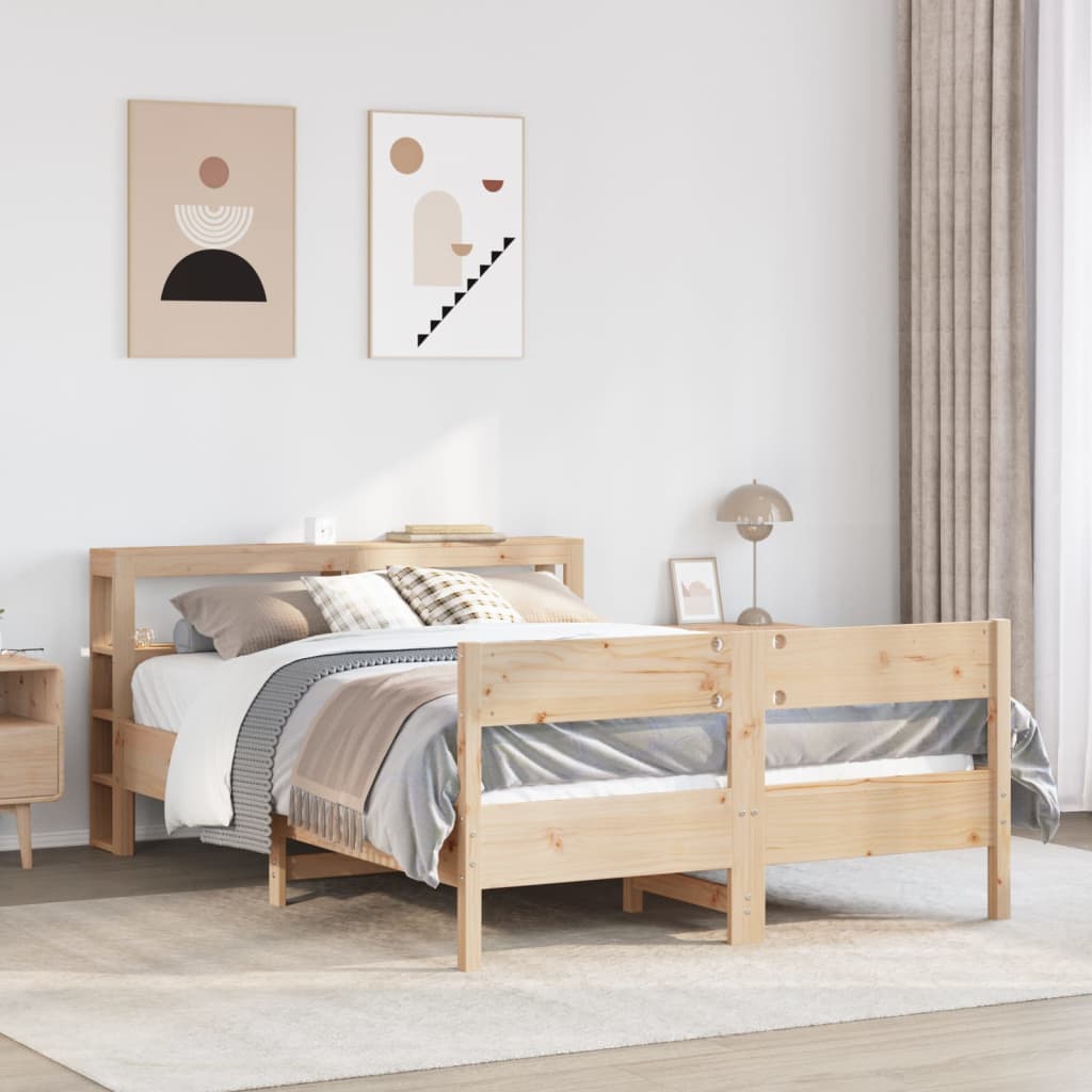 Bed Frame without Mattress 140x200 cm Solid Wood Pine