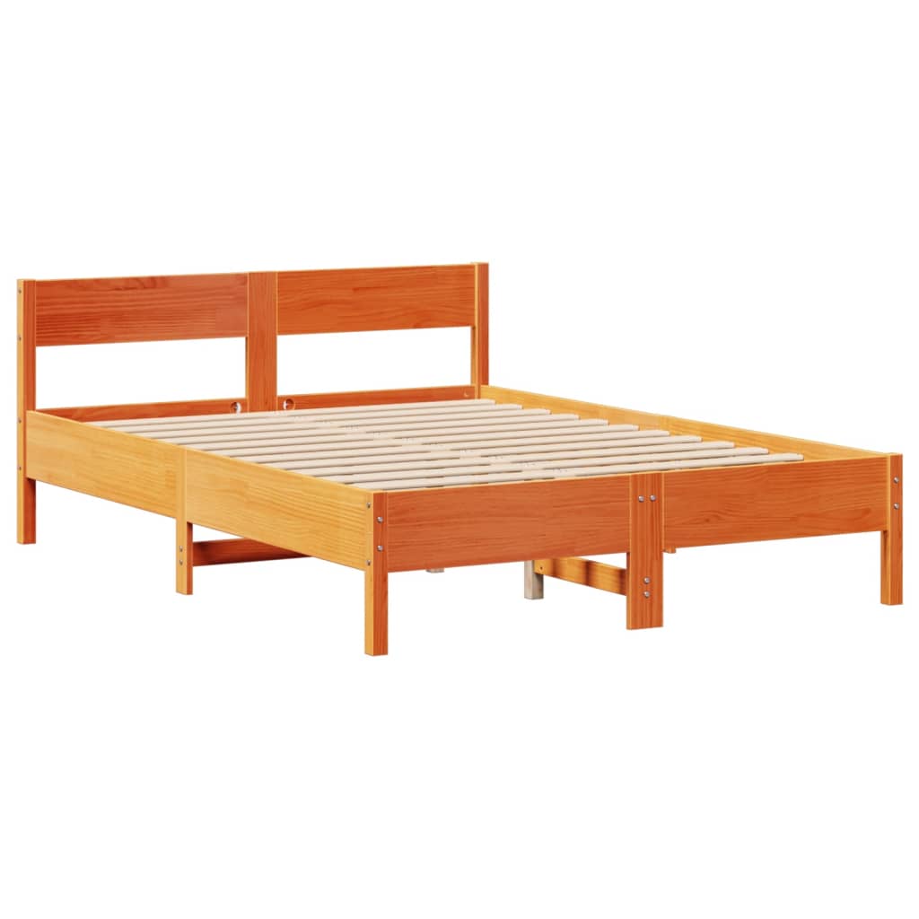Bed Frame without Mattress Wax Brown 140x200 cm Solid Wood Pine
