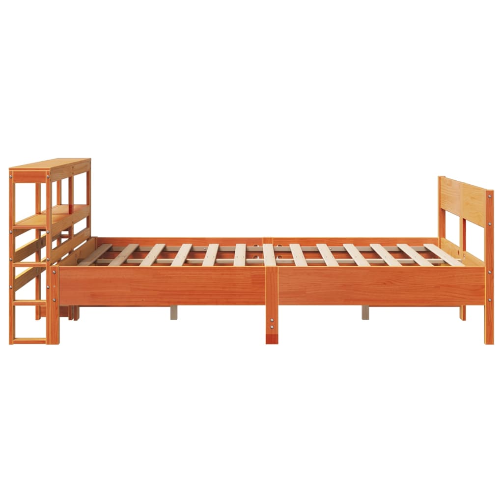 Bed Frame without Mattress Wax Brown 135x190 cm Double Solid Wood Pine