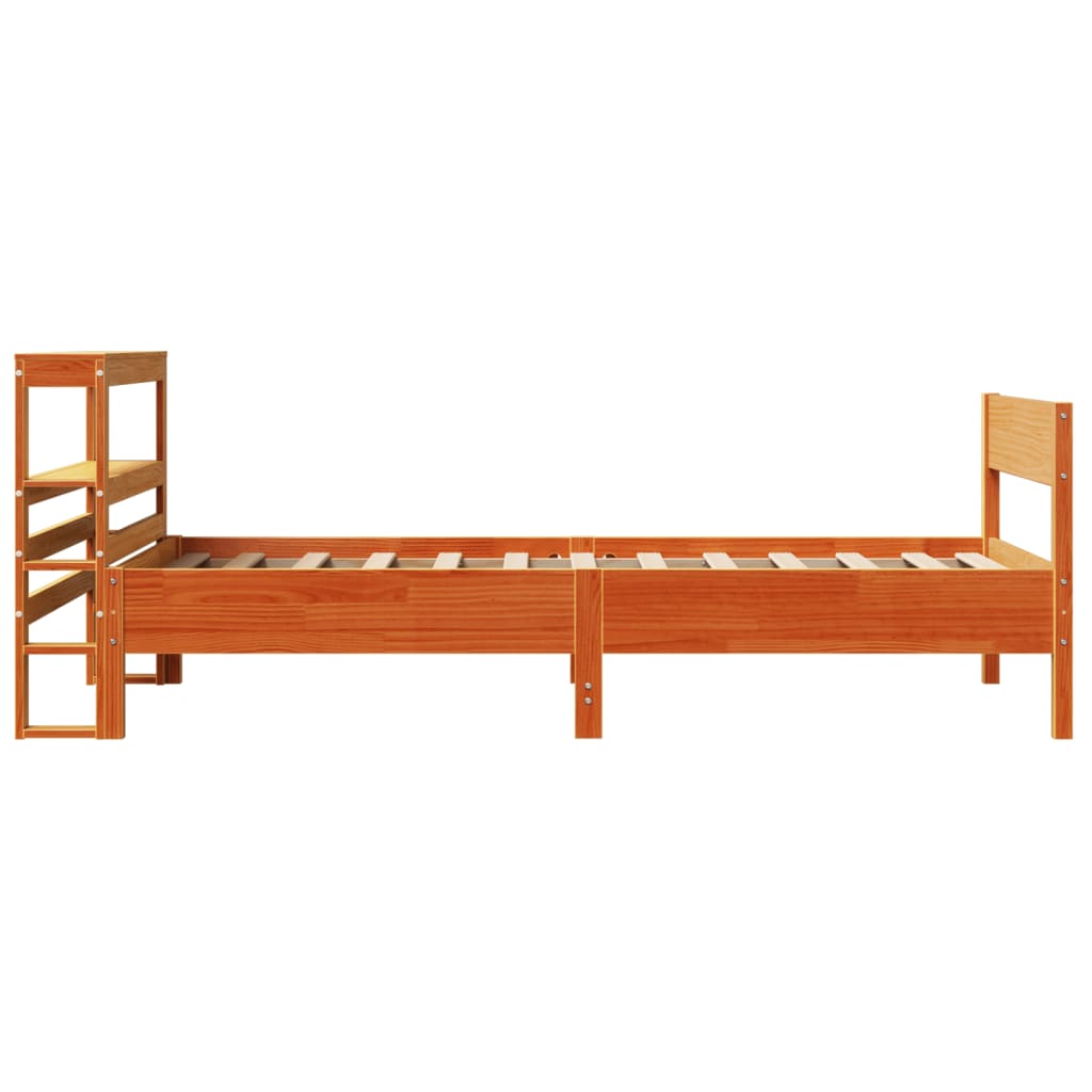 Bed Frame without Mattress Wax Brown 75x190 cm Small Single Solid Wood Pine