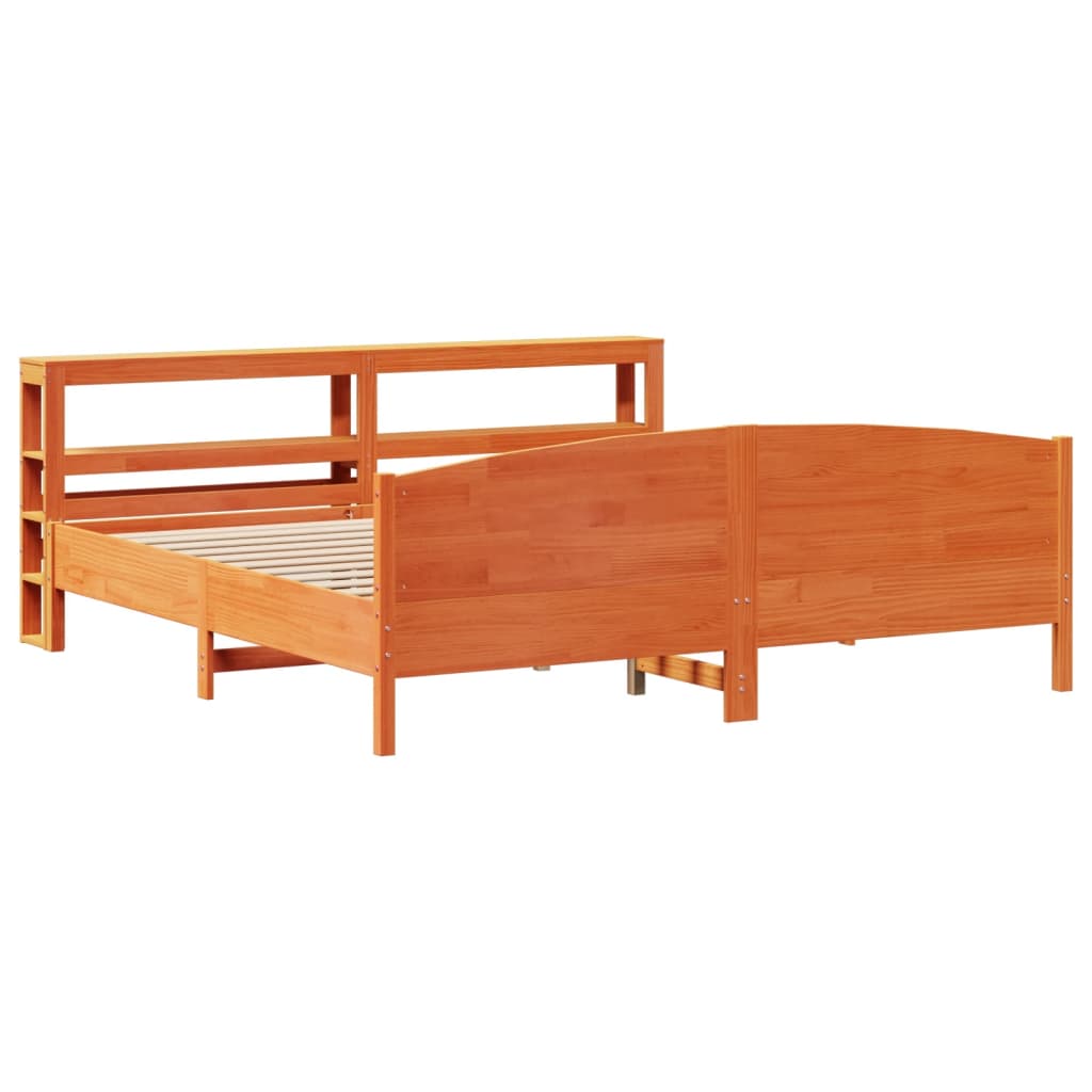 Bed Frame without Mattress Wax Brown 200x200 cm Solid Wood Pine