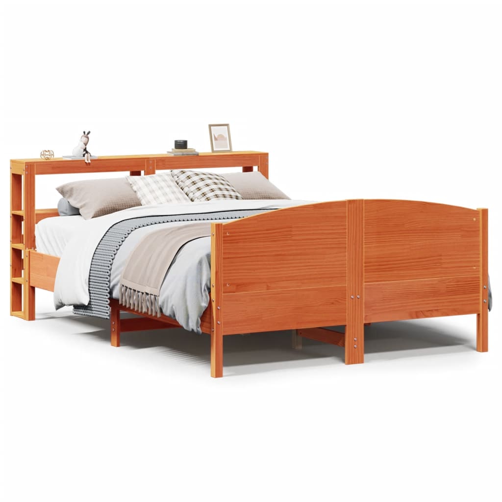 Bed Frame without Mattress Wax Brown 160x200 cm Solid Wood Pine