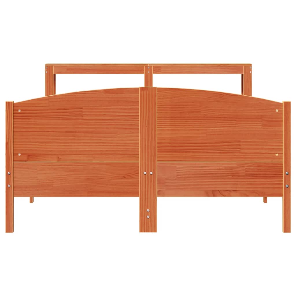 Bed Frame without Mattress Wax Brown 160x200 cm Solid Wood Pine
