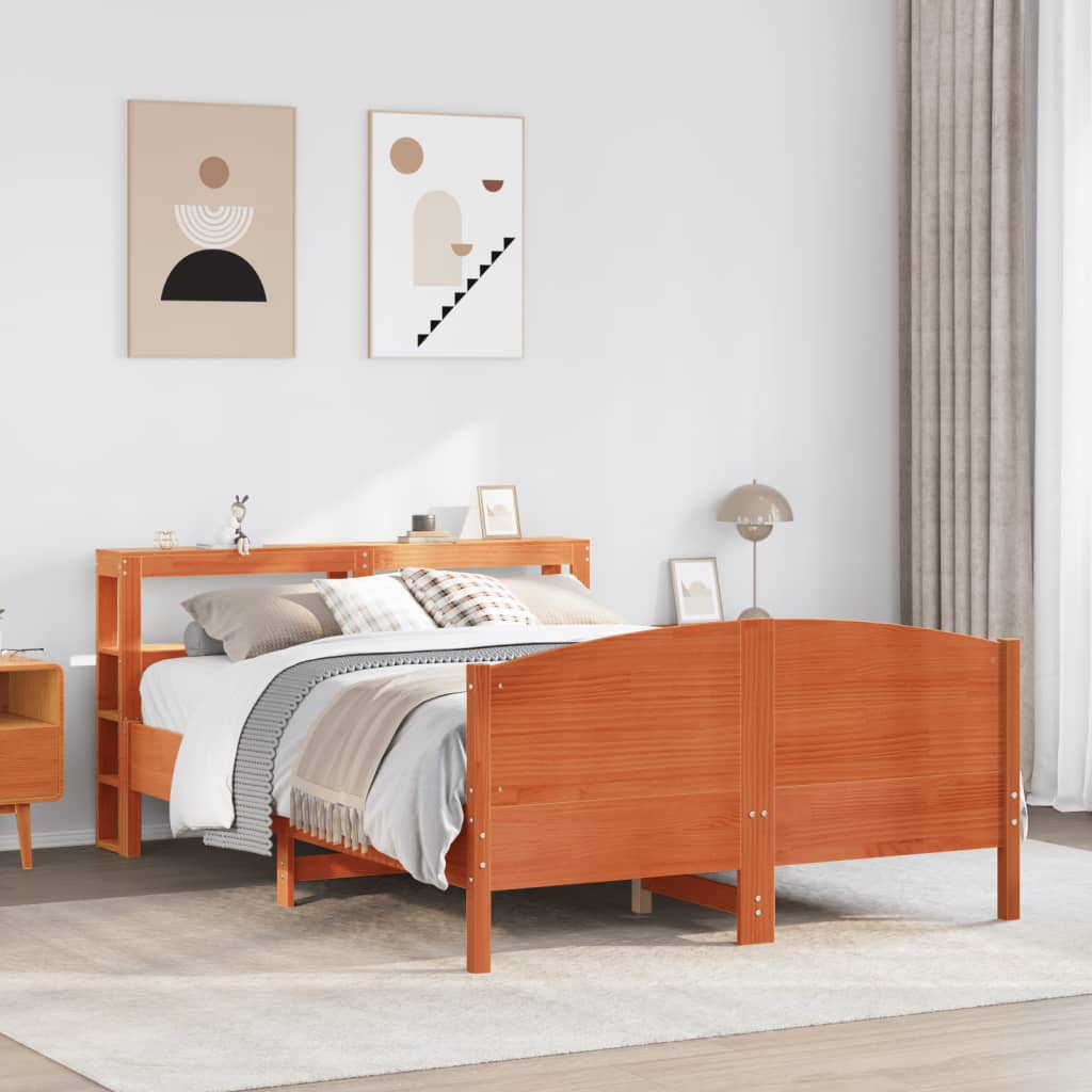 Bed Frame without Mattress Wax Brown 160x200 cm Solid Wood Pine