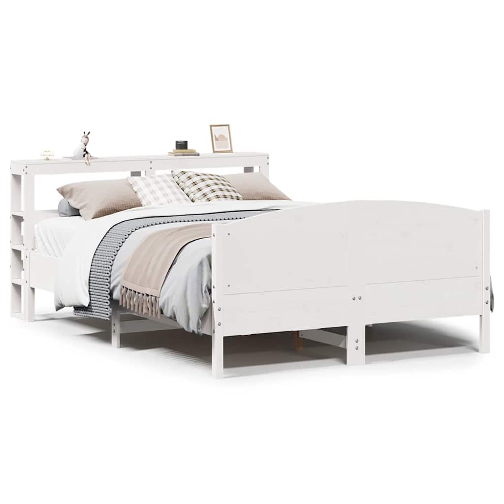 Bed Frame without Mattress White 150x200 cm King Size Solid Wood Pine