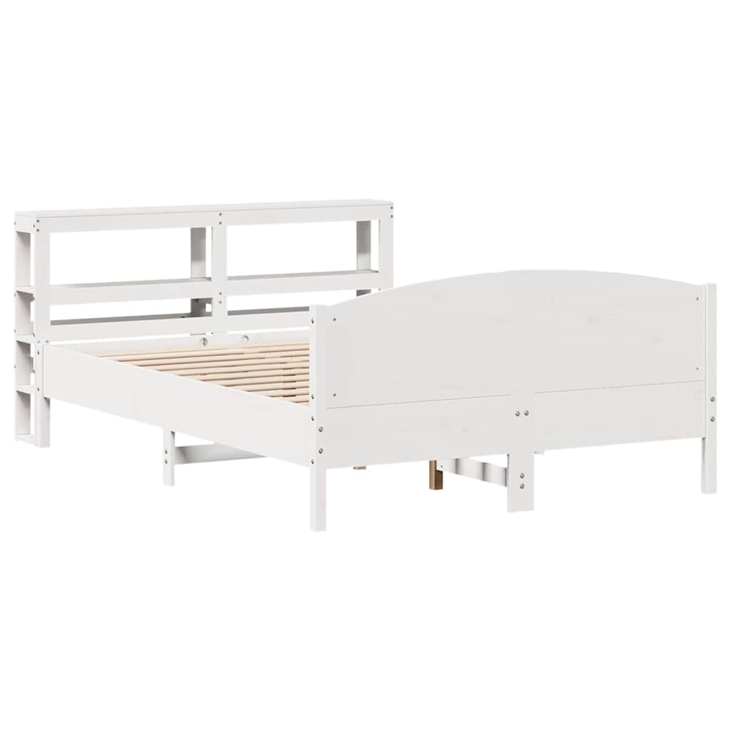 Bed Frame without Mattress White 150x200 cm King Size Solid Wood Pine