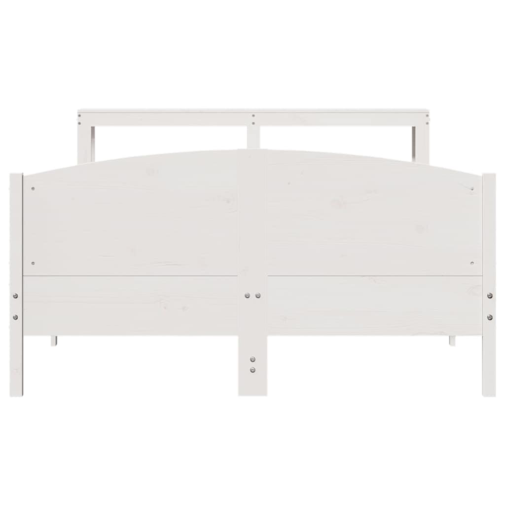 Bed Frame without Mattress White 150x200 cm King Size Solid Wood Pine