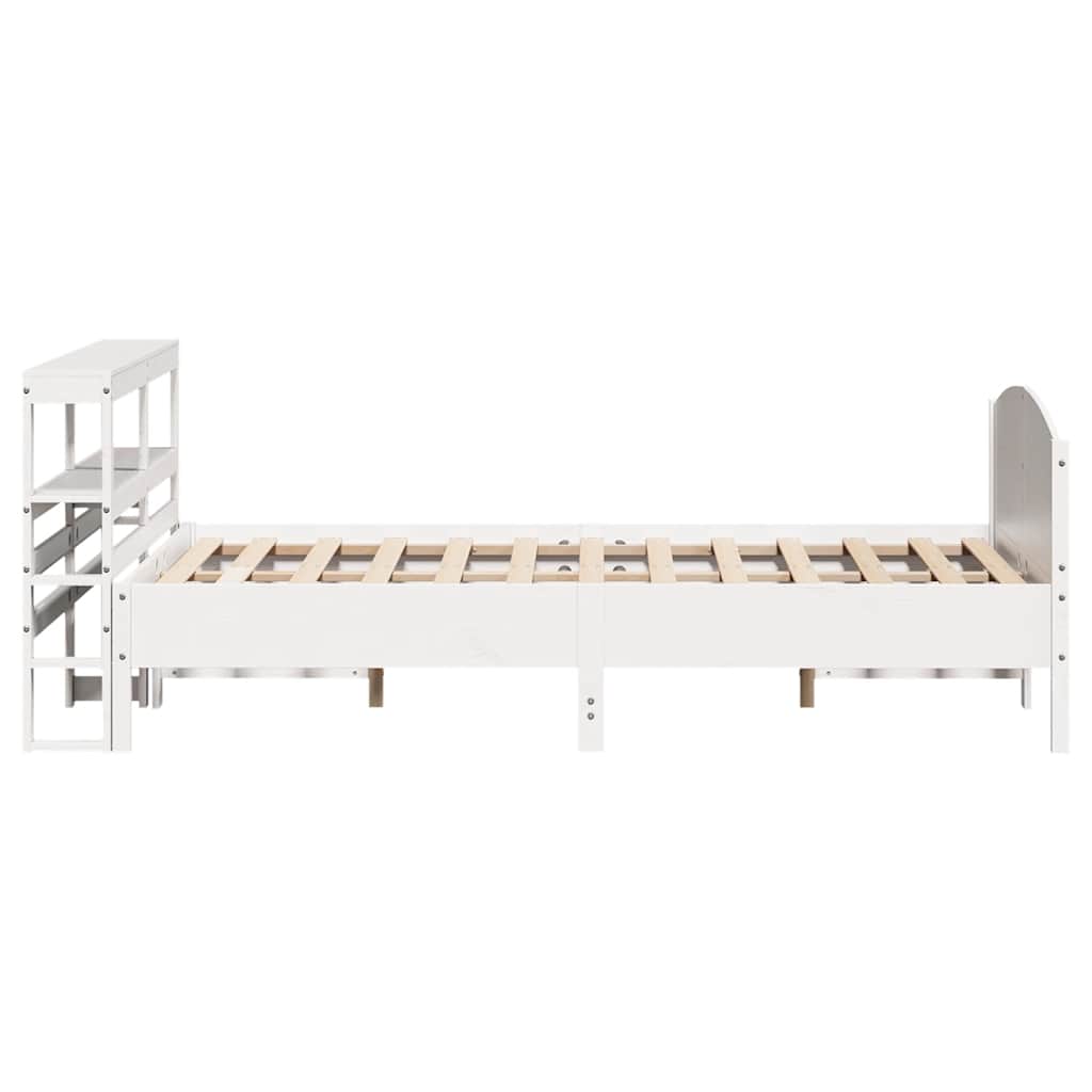 Bed Frame without Mattress White 150x200 cm King Size Solid Wood Pine