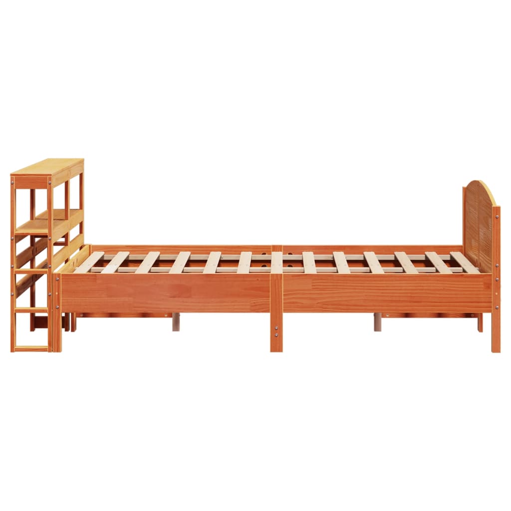 Bed Frame without Mattress Wax Brown 135x190 cm Double Solid Wood Pine