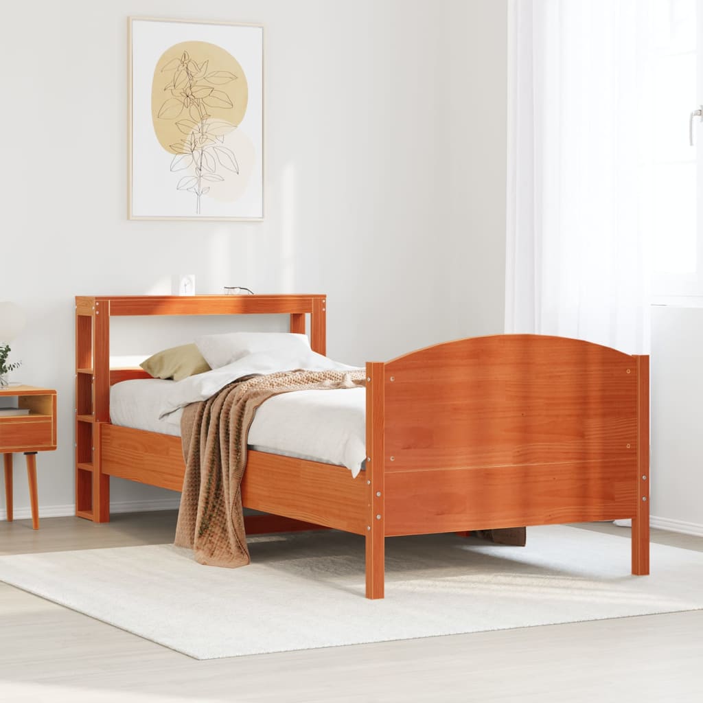 Bed Frame without Mattress Wax Brown 75x190 cm Small Single Solid Wood Pine