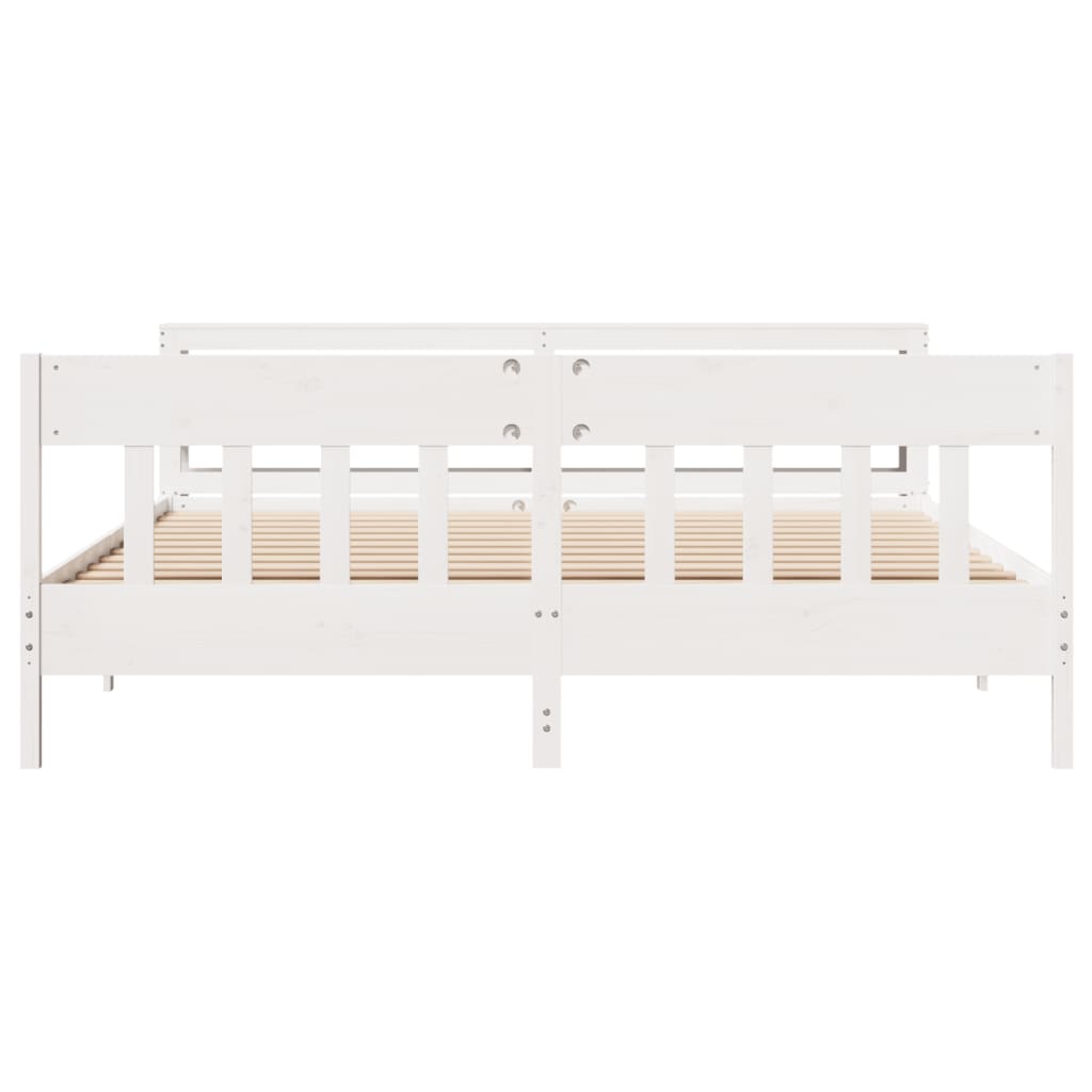 Bed Frame without Mattress White 200x200 cm Solid Wood Pine