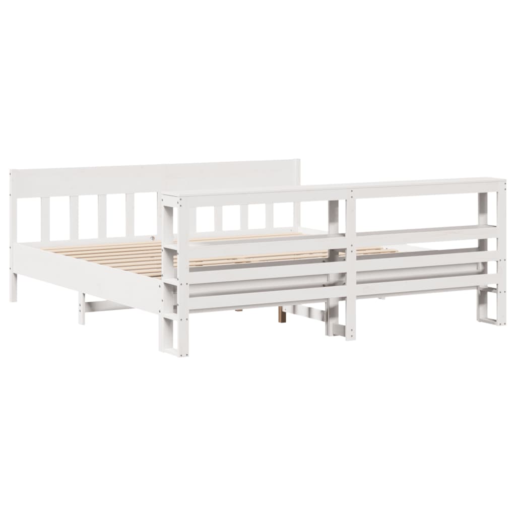 Bed Frame without Mattress White 200x200 cm Solid Wood Pine