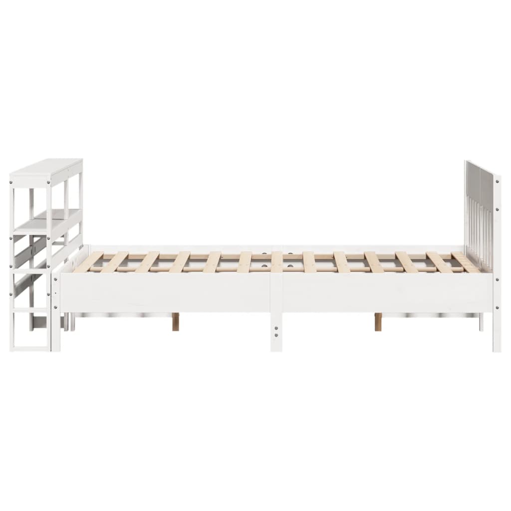 Bed Frame without Mattress White 150x200 cm King Size Solid Wood Pine