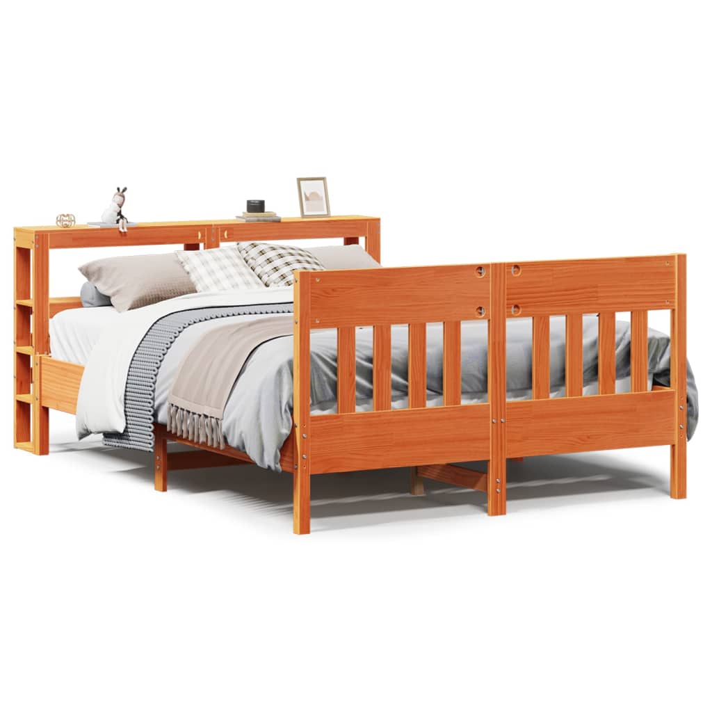 Bed Frame without Mattress Wax Brown 150x200 cm King Size Solid Wood Pine