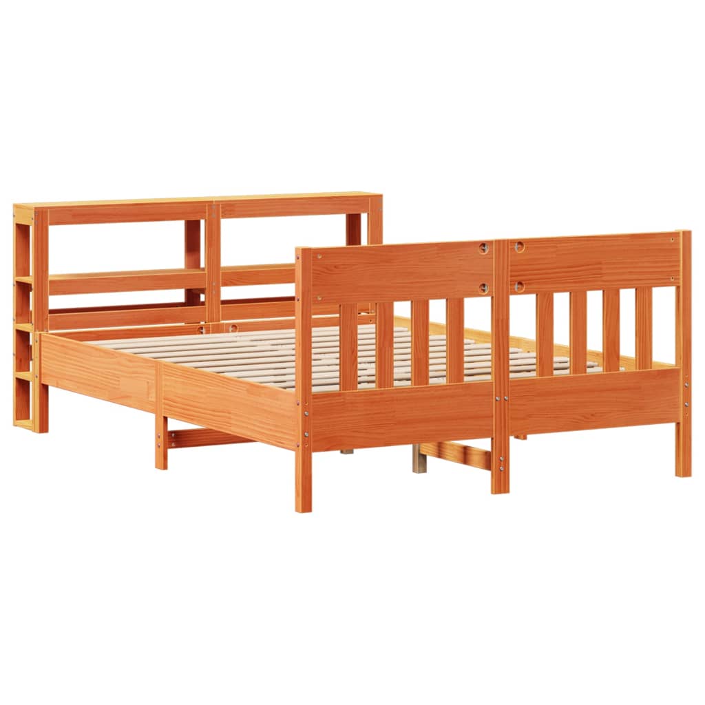 Bed Frame without Mattress Wax Brown 150x200 cm King Size Solid Wood Pine