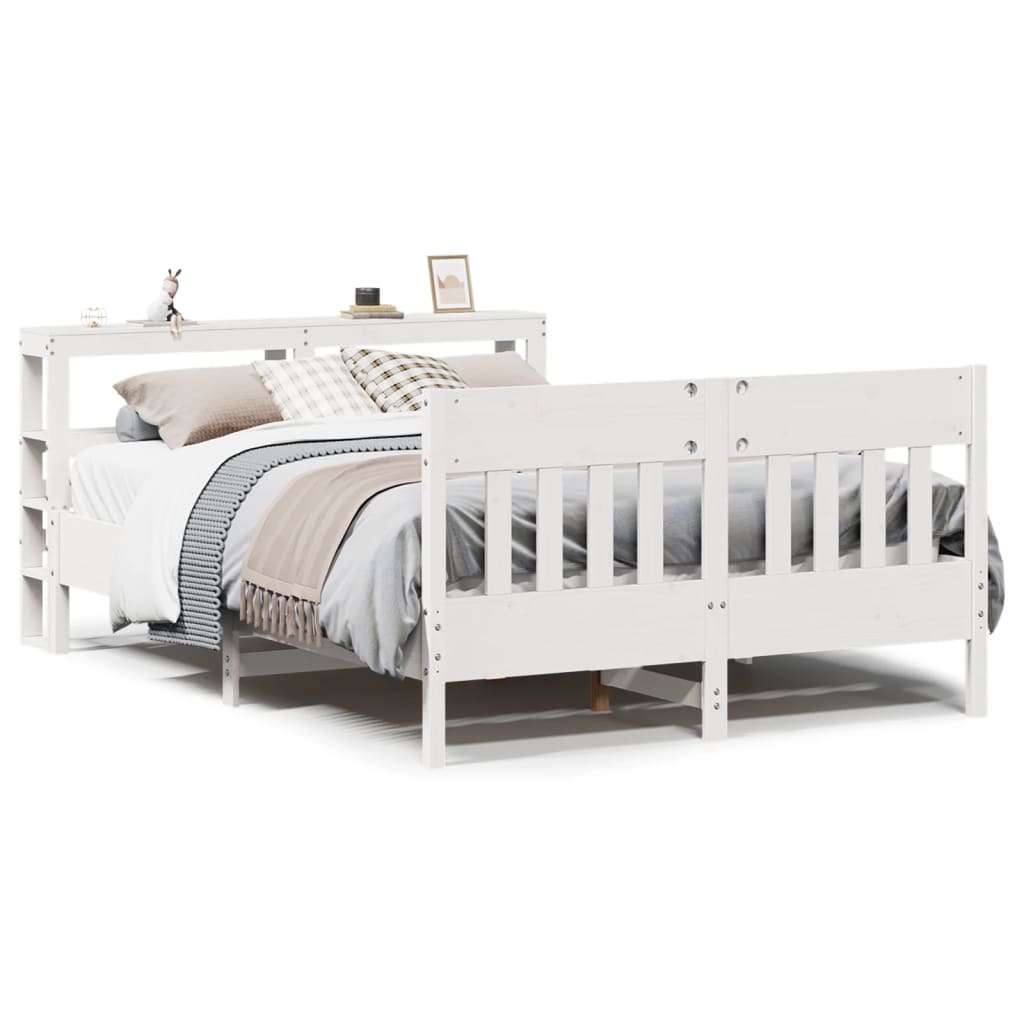Bed Frame without Mattress White 120x200 cm Solid Wood Pine