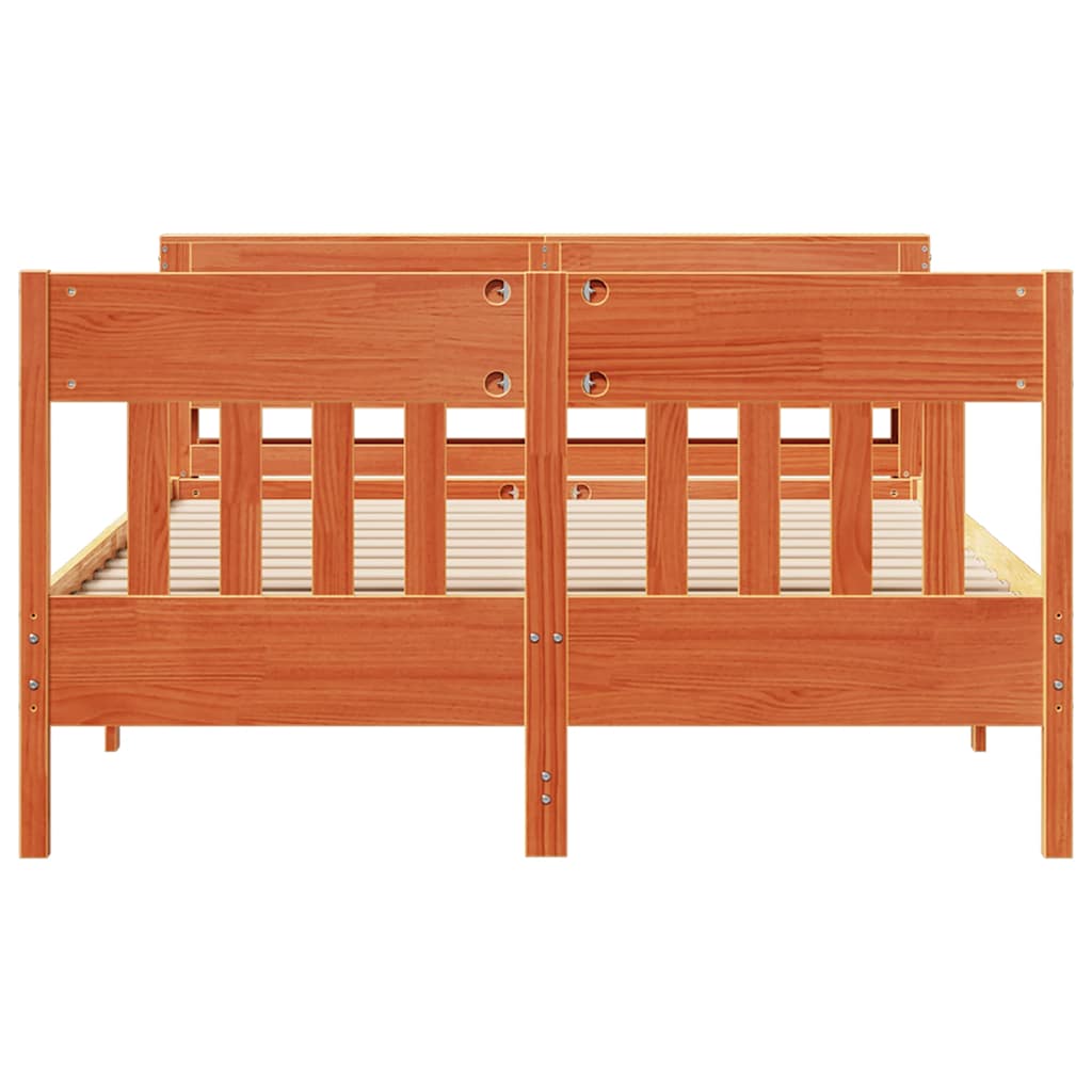 Bed Frame without Mattress Wax Brown 140x190 cm Solid Wood Pine