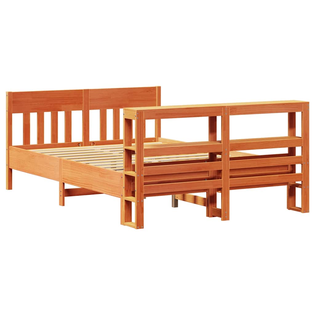Bed Frame without Mattress Wax Brown 140x190 cm Solid Wood Pine