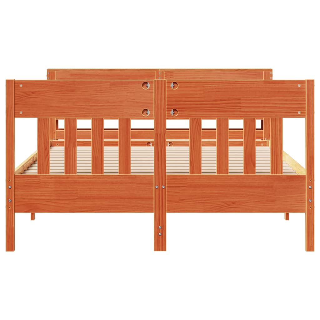 Bed Frame without Mattress Wax Brown 135x190 cm Double Solid Wood Pine