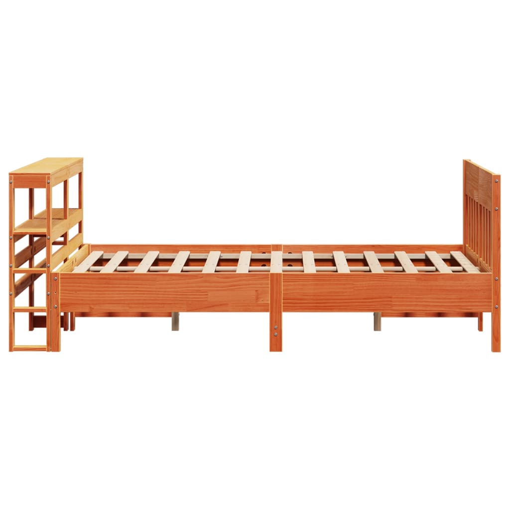 Bed Frame without Mattress Wax Brown 135x190 cm Double Solid Wood Pine