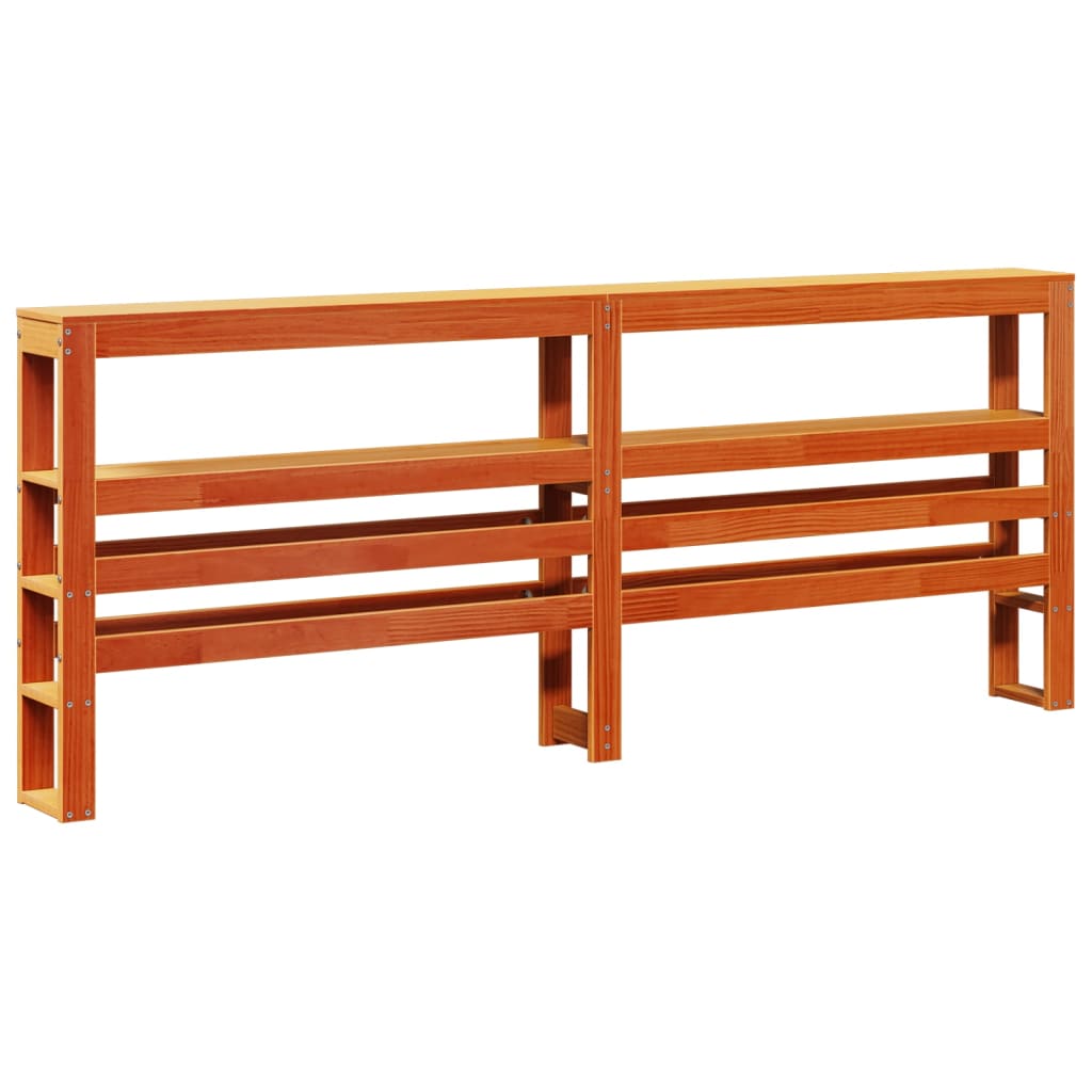 Bed Frame with Headboard Wax Brown 180x200 cm Super King Solid Wood Pine