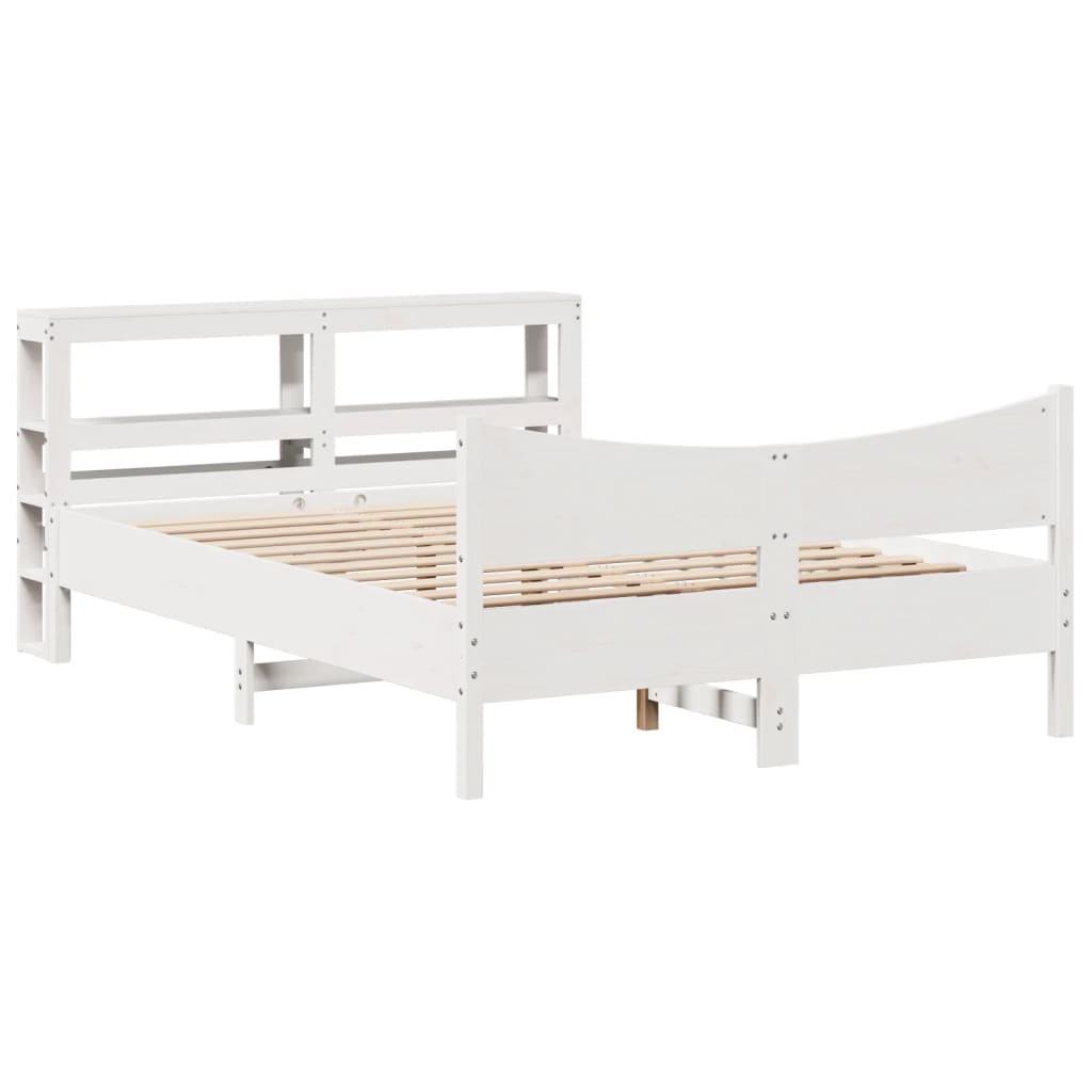 Bed Frame with Headboard White 140x200 cm Solid Wood Pine