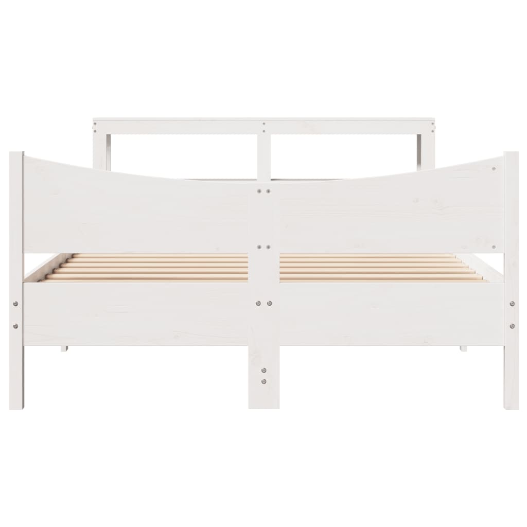 Bed Frame with Headboard White 140x200 cm Solid Wood Pine