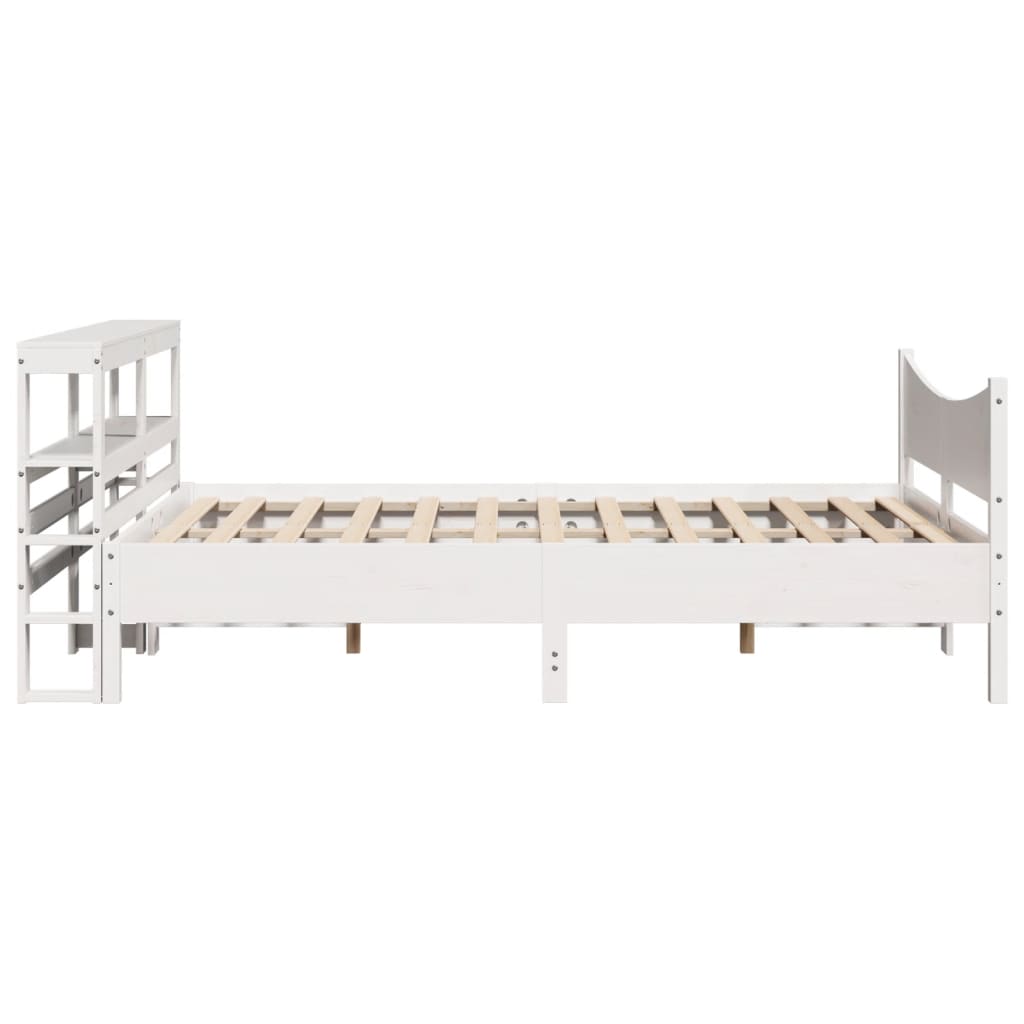 Bed Frame with Headboard White 140x200 cm Solid Wood Pine