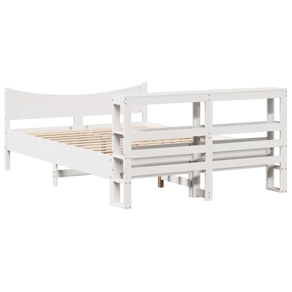 Bed Frame with Headboard White 140x200 cm Solid Wood Pine