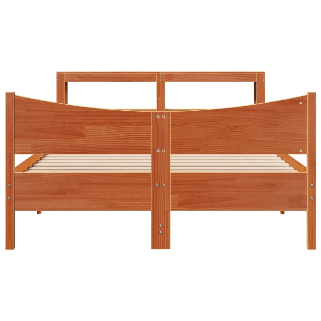 Bed Frame with Headboard Wax Brown 120x200 cm Solid Wood Pine