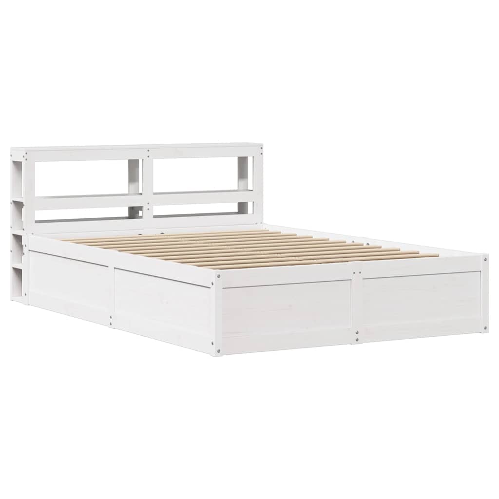 Bed Frame with Headboard White 140x190 cm Solid Wood Pine