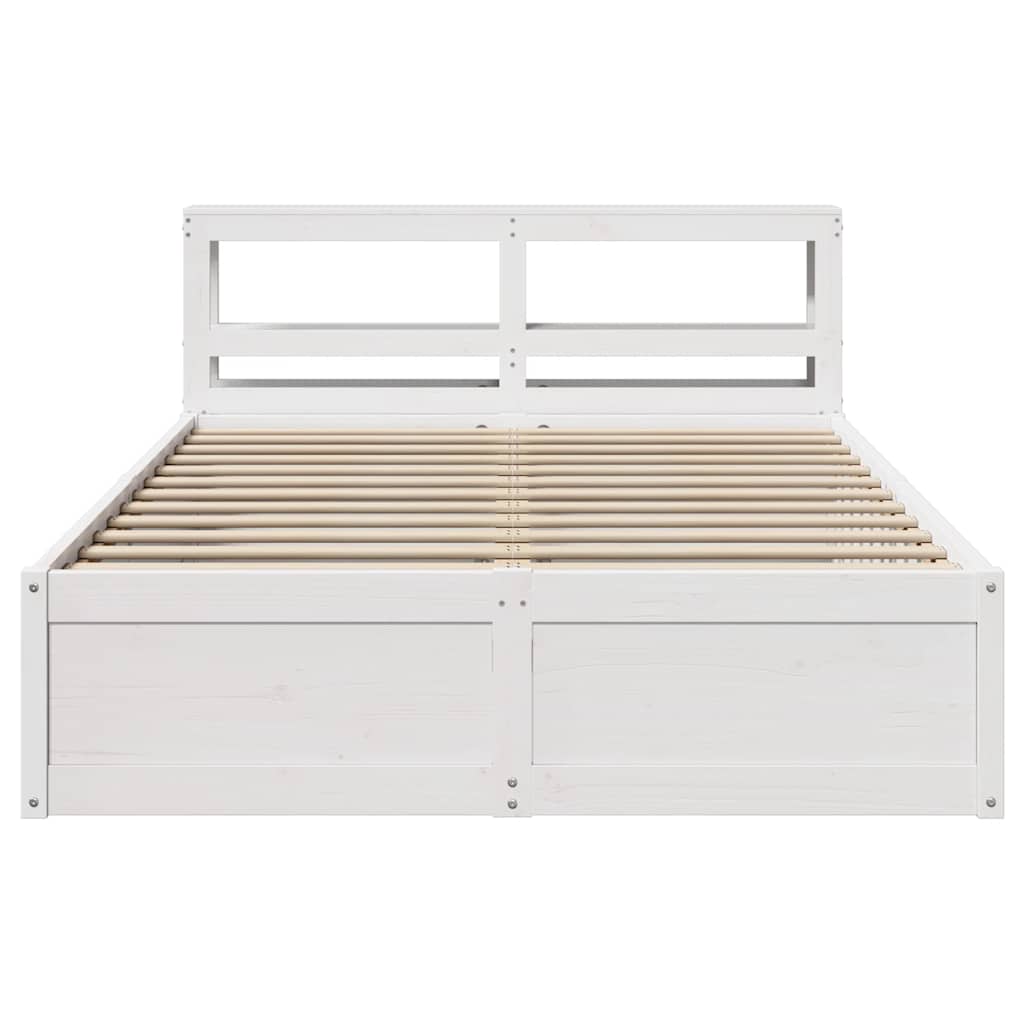 Bed Frame with Headboard White 140x190 cm Solid Wood Pine
