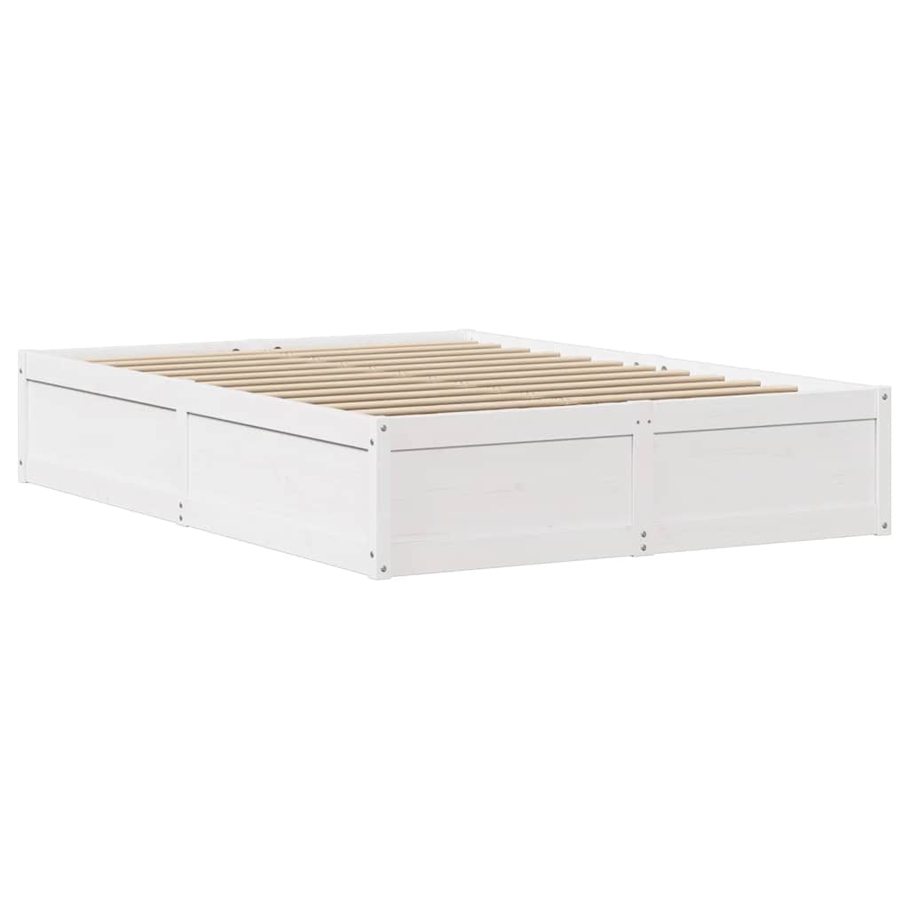 Bed Frame with Headboard White 140x190 cm Solid Wood Pine