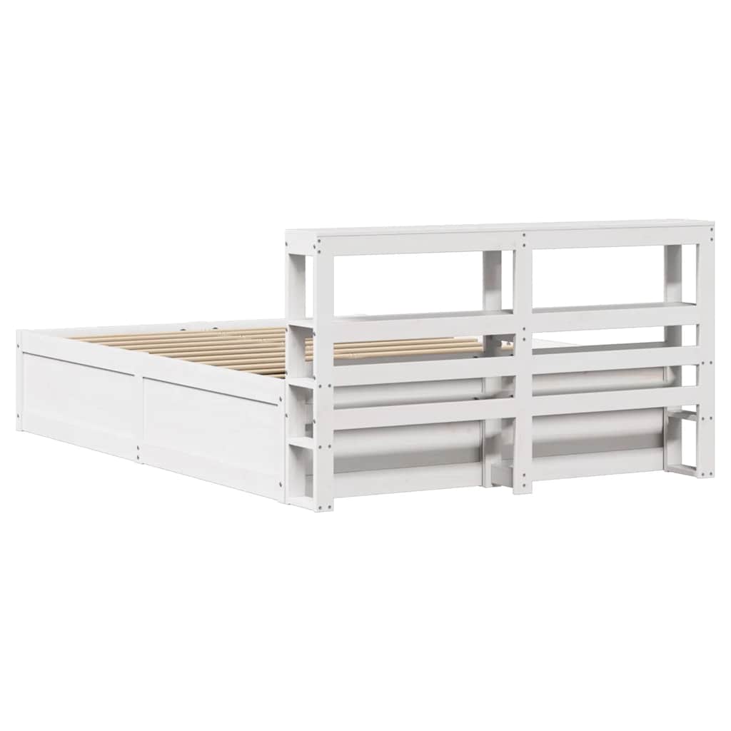 Bed Frame with Headboard White 140x190 cm Solid Wood Pine