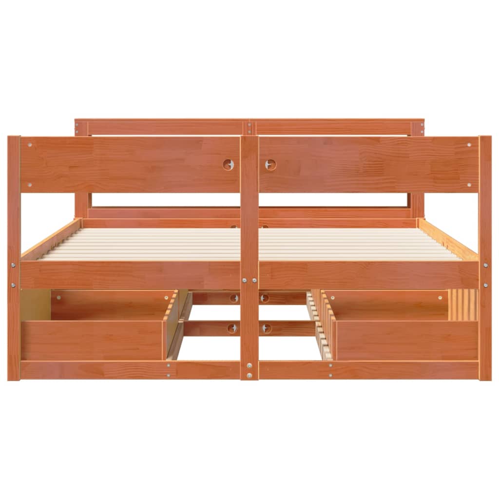 Bed Frame without Mattress Wax Brown 160x200 cm Solid Wood Pine