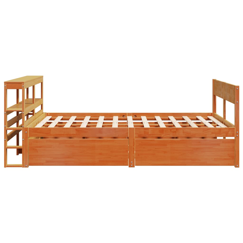 Bed Frame without Mattress Wax Brown 140x200 cm Solid Wood Pine