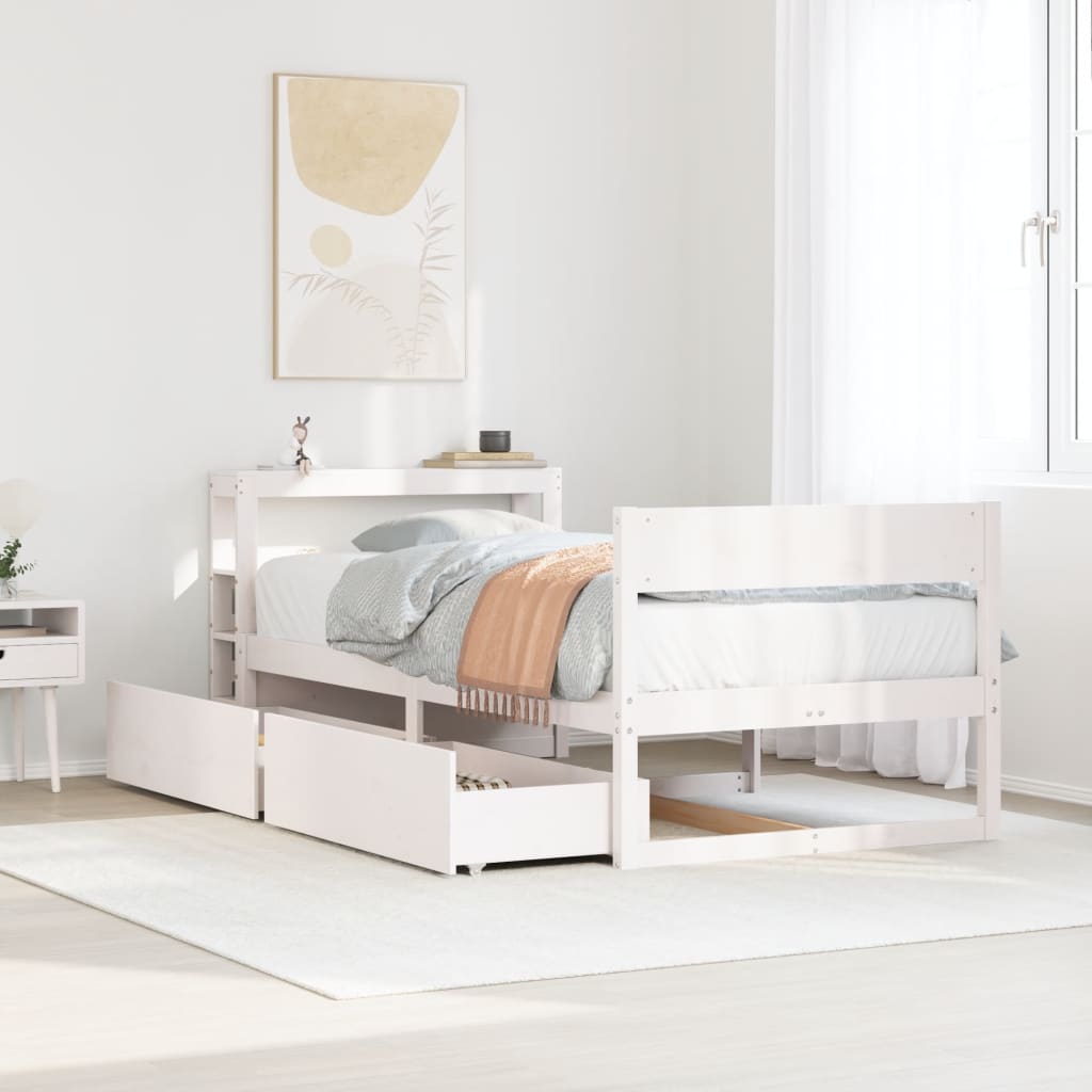 Bed Frame without Mattress White 90x200 cm Solid Wood Pine
