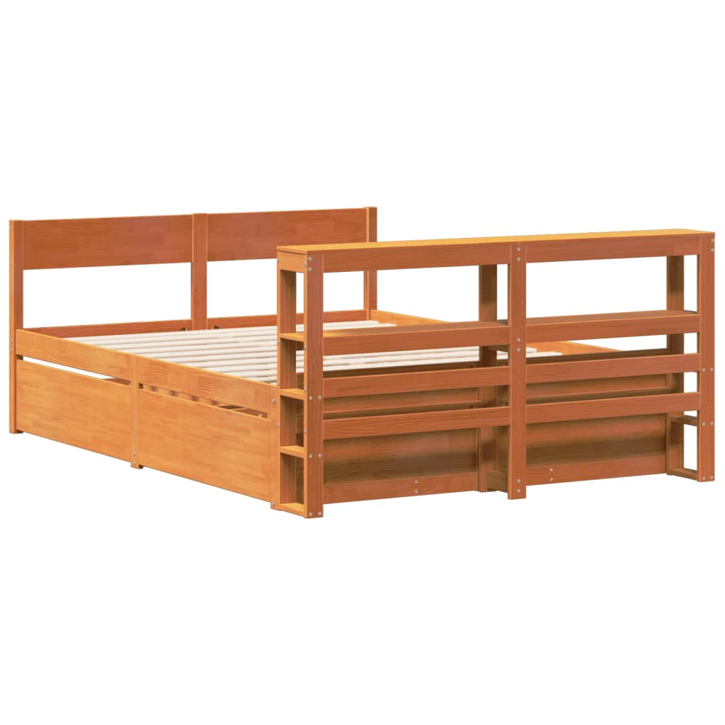 Bed Frame without Mattress Wax Brown 120x190 cm Small Double Solid Wood Pine