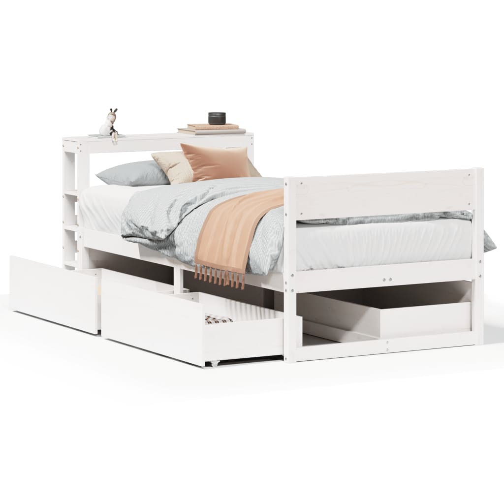 Bed Frame without Mattress White 75x190 cm Small Single Solid Wood Pine