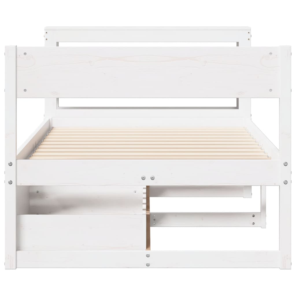 Bed Frame without Mattress White 75x190 cm Small Single Solid Wood Pine