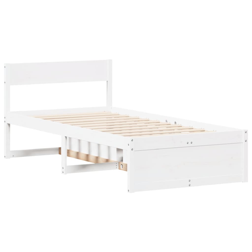 Bed Frame without Mattress White 75x190 cm Small Single Solid Wood Pine