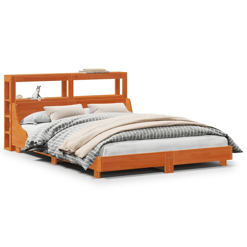 Bed Frame without Mattress Wax Brown 150x200 cm King Size Solid Wood Pine