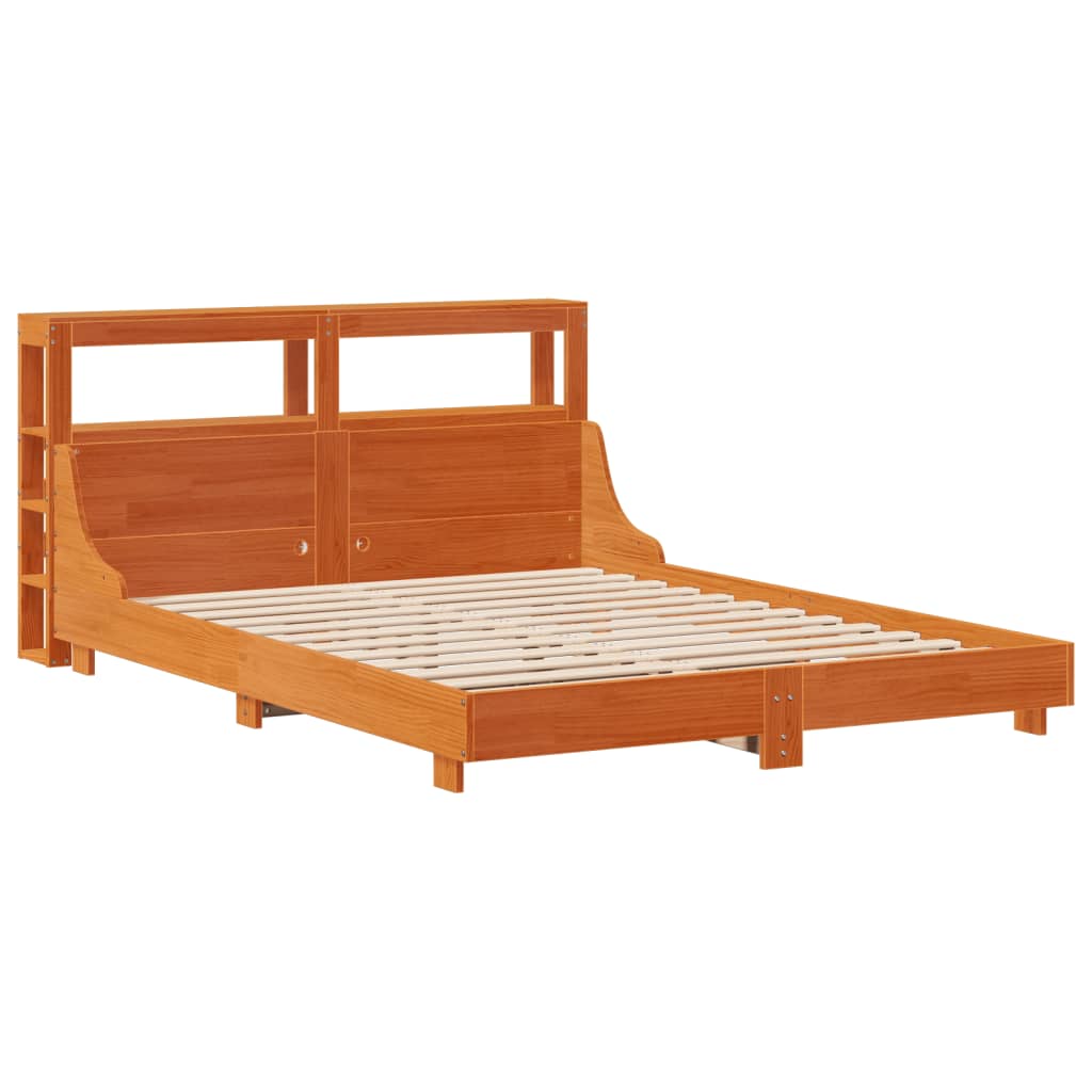 Bed Frame without Mattress Wax Brown 150x200 cm King Size Solid Wood Pine