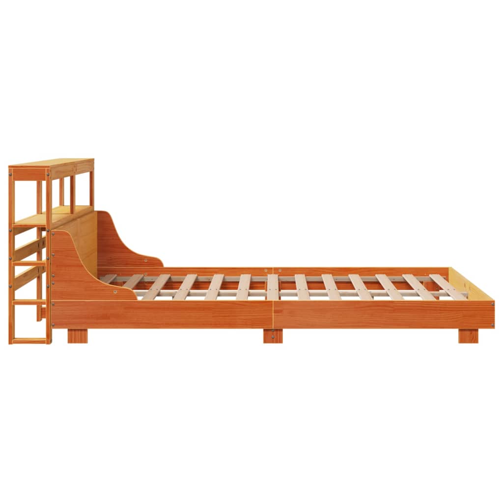 Bed Frame without Mattress Wax Brown 150x200 cm King Size Solid Wood Pine