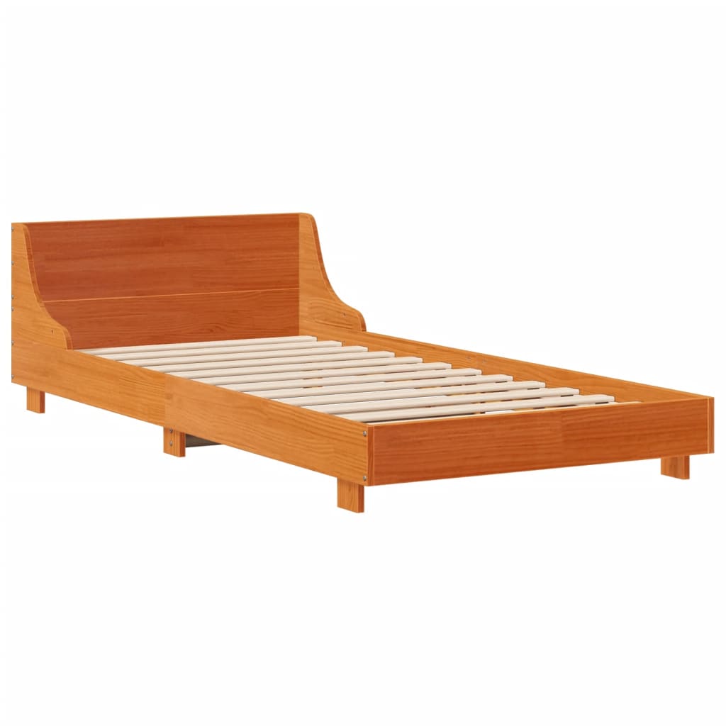 Bed Frame without Mattress Wax Brown 100x200 cm Solid Wood Pine